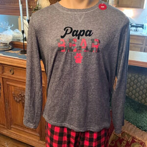 Let’s Get Cozy Men’s Papa Bear Red Buffalo Plaid Christmas Pajama set NEW Large